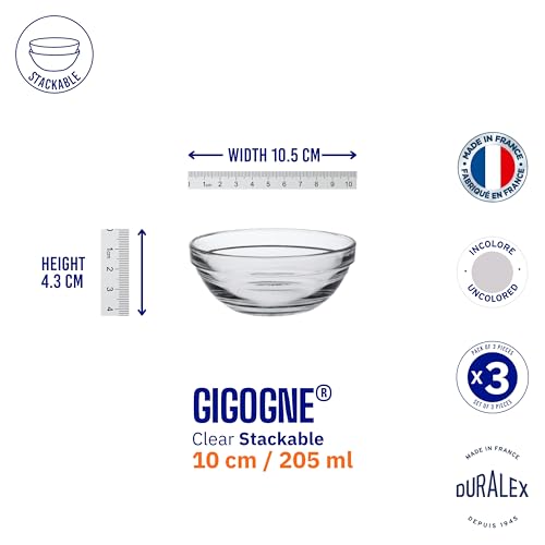 Duralex France Gigogne Clear Stackable Glass Bowl 205ml | Set of 3 | Serve Soups, Fruits, Breakfast Portions | Microwave Safe, Scratch-Resistant, 3X Stronger & Durable - Image 5