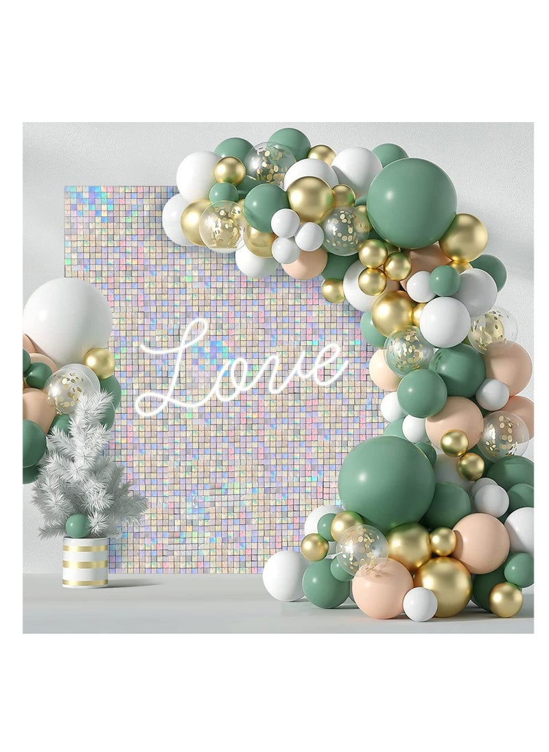 Wall Backdrop Panels, 12 Pack Rainbow Sequin Backdrop for Party Decorations Birthday Wedding  Engagement Anniversary Iridescent Home Decor, Made of Polymeric Material, with a Non-toxic Coating  - Image 5