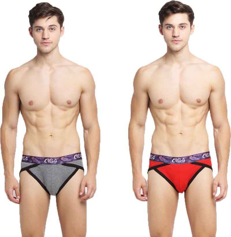 IC4 Store Men's Blaze Briefs Combo Pack of 2 - Charcoal and Red - Image 1