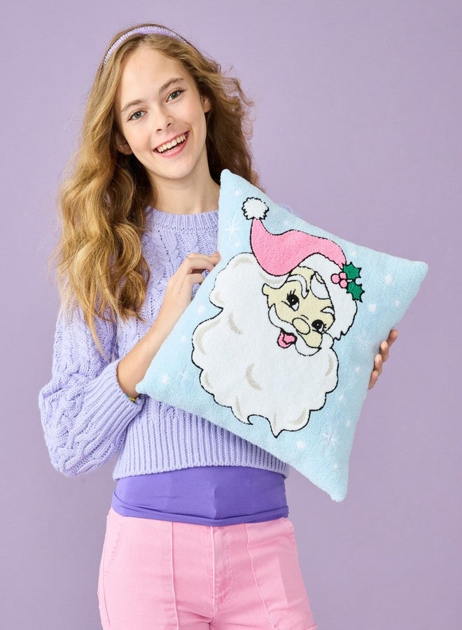 iscream Santa's Favorite 14" x 14" Chenille and Fleece Holiday Accent Pillow - Image 4