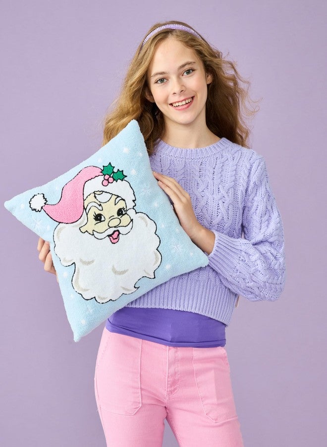 iscream Santa's Favorite 14" x 14" Chenille and Fleece Holiday Accent Pillow - Image 3