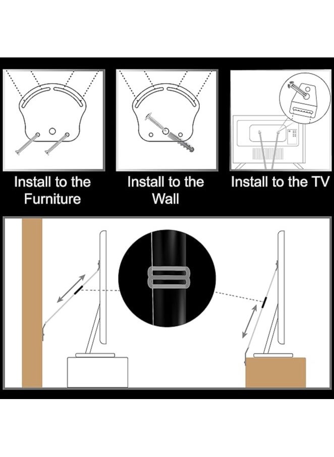 Witforms WITFORMS Anti-Tip TV Safety Straps, Wall Mount Straps or Furniture, Heavy Duty Adjustable to Fit All Screen Sizes, Protect Children from Screen Tippin  - Image 3
