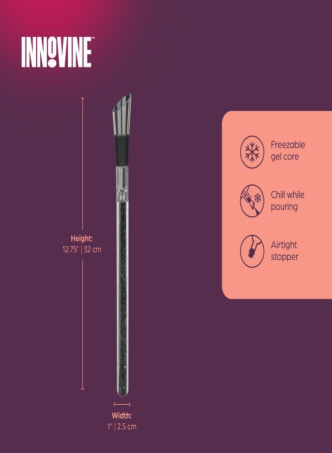 عصا تبريد النبيذ من إنوفاين مزودة بسدادة محكمة الإغلاق وفوهة مانعة للتنقيط، لتبريد النبيذ وسكبه وحفظه، تناسب زجاجات النبيذ القياسية سعة 750 مل، مثالية للحفلات والفعاليات الخارجية، طقم من قطعة واحدة، لون جرافيت - Image 3