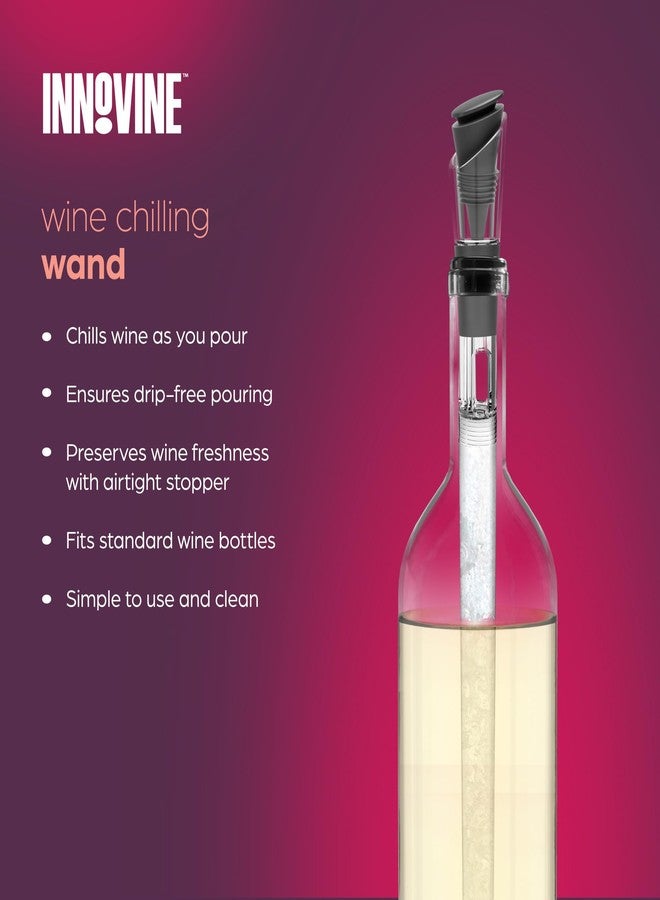 عصا تبريد النبيذ من إنوفاين مزودة بسدادة محكمة الإغلاق وفوهة مانعة للتنقيط، لتبريد النبيذ وسكبه وحفظه، تناسب زجاجات النبيذ القياسية سعة 750 مل، مثالية للحفلات والفعاليات الخارجية، طقم من قطعة واحدة، لون جرافيت - Image 2