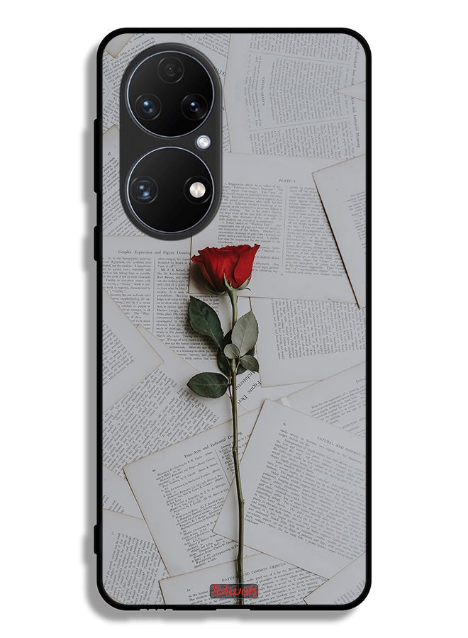 Tolwak Huawei P50E Protective Case Cover Rose On Papers - Image 1