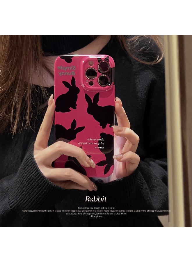 NIBEMINENT Film Black Rabbit Protective TPU Case Cover For iPhone 17 Pro Max, Rose Red Black Rabbit