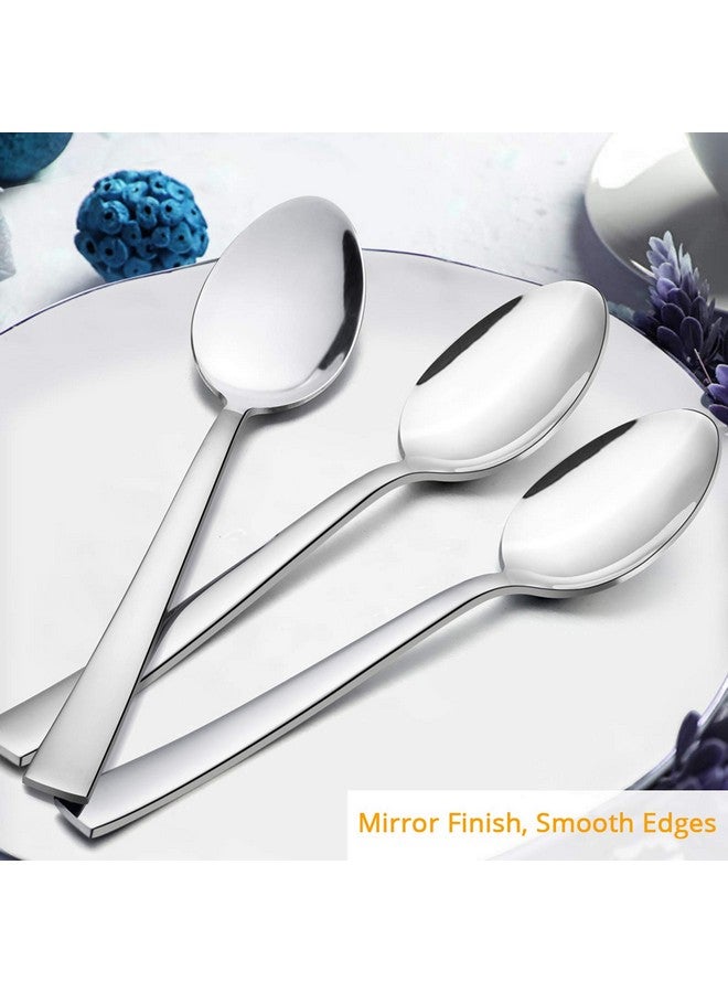 إي-فار مجموعة ملاعق عشاء من 12 قطعة، ملاعق حساء من الفولاذ المقاوم للصدأ مقاس 7.9 بوصة للمنزل أو المطبخ أو المطعم، غير سامة ومصقولة بالمرآة، حافة مربعة وآمنة للاستخدام في غسالة الأطباق - Image 4