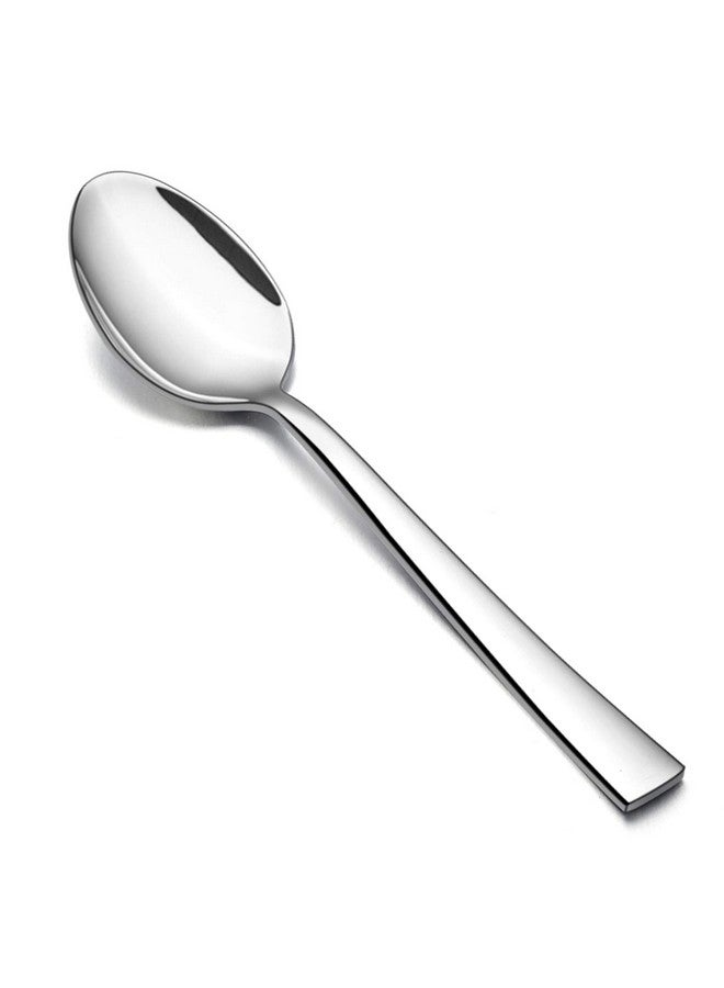 إي-فار مجموعة ملاعق عشاء من 12 قطعة، ملاعق حساء من الفولاذ المقاوم للصدأ مقاس 7.9 بوصة للمنزل أو المطبخ أو المطعم، غير سامة ومصقولة بالمرآة، حافة مربعة وآمنة للاستخدام في غسالة الأطباق - Image 1