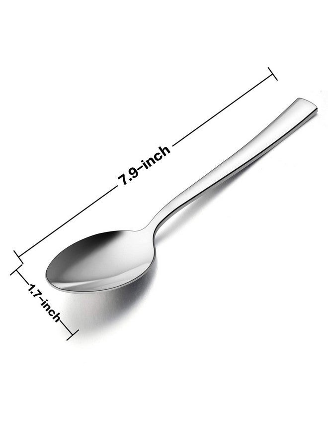 إي-فار مجموعة ملاعق عشاء من 12 قطعة، ملاعق حساء من الفولاذ المقاوم للصدأ مقاس 7.9 بوصة للمنزل أو المطبخ أو المطعم، غير سامة ومصقولة بالمرآة، حافة مربعة وآمنة للاستخدام في غسالة الأطباق - Image 2