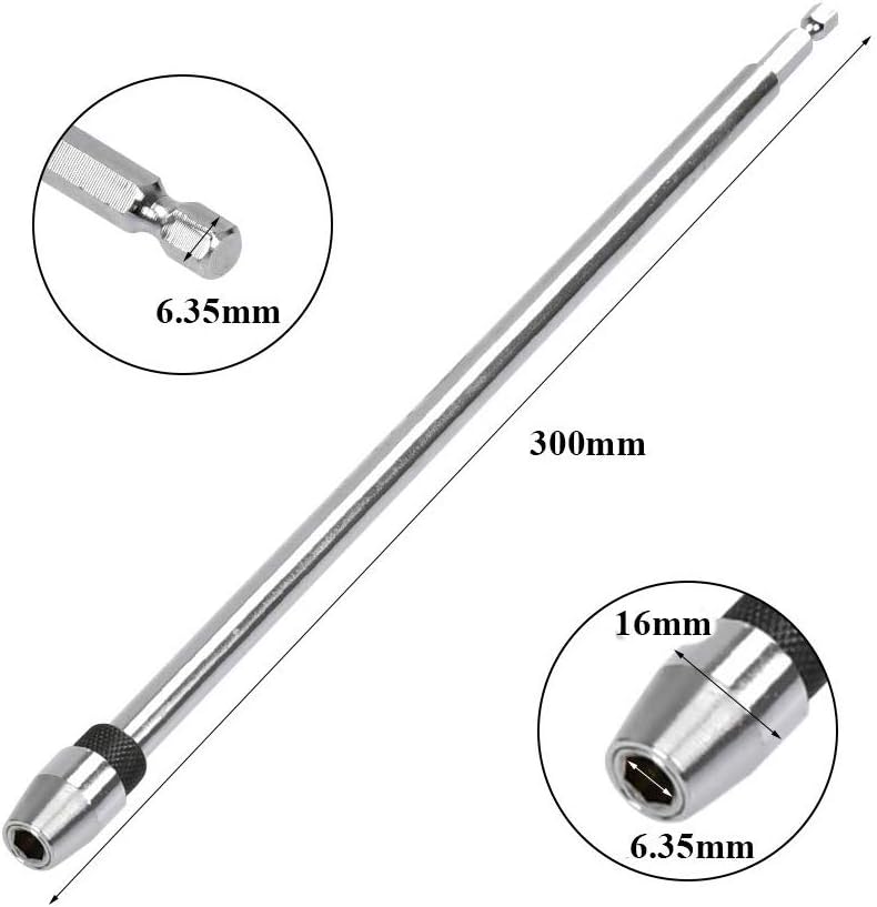 Eyech Extension Bit Holder Quick Release Screwdriver Bit Extension Rod Magnetic Bit Holder With 14 Inch Hex Shank for Power Drill Screwdriver  12 Inch Length - Image 2