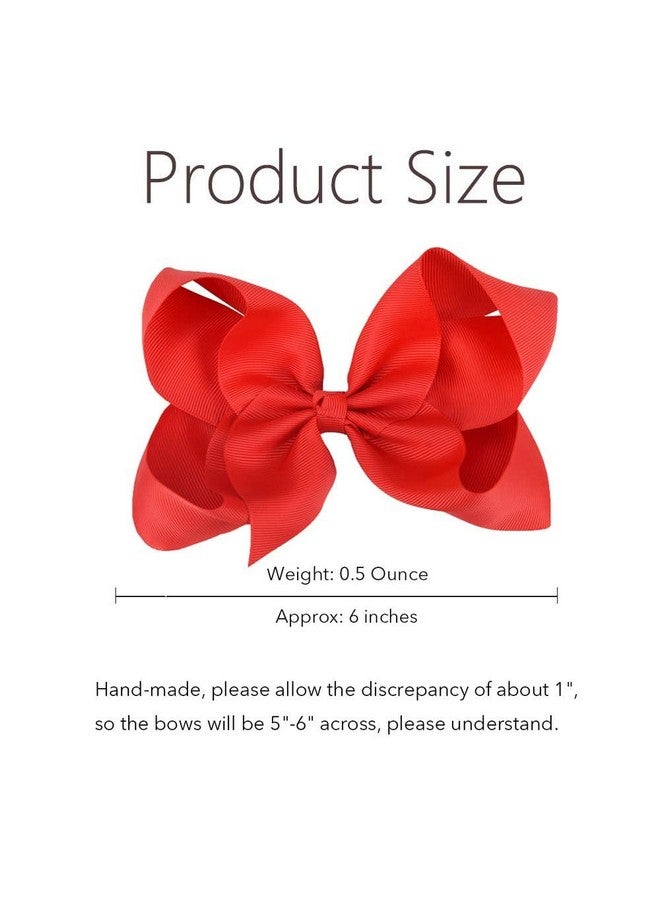 Oaoleer Big Hair Bows for Girls 12 PCS 6" Red Grosgrain Ribbon Large Boutique Bow Alligator Clips Hair Accessories for Toddlers Little Girls Kids - Image 5