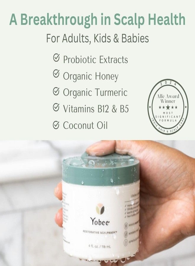 Yobee Restorative Scalp Mask - Dry Scalp Treatment Hair Mask - Probiotic Extracts, Organic Honey, Turmeric, Vitamin B12 - Natural Dry, Itchy, Sensitive Scalp and Dandruff Relief - for Adults, 4 fl oz - Image 3