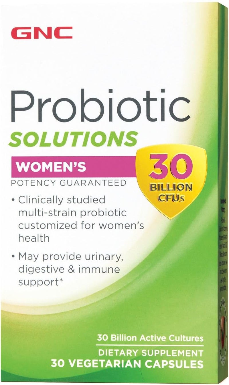 GNC Probiotic Solutions Womens with 30 Billion CFUs Clinically Studied MultiStrain for Women Supports Digestive and Immune Health Vegetarian 30 Capsules - Image 1