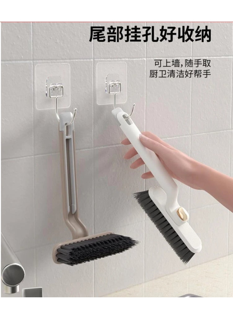 Rotating non-dead corner gap brush multifunctional bathroom toilet floor brush household kitchen corner cleaning brush Light brown [opp bag]