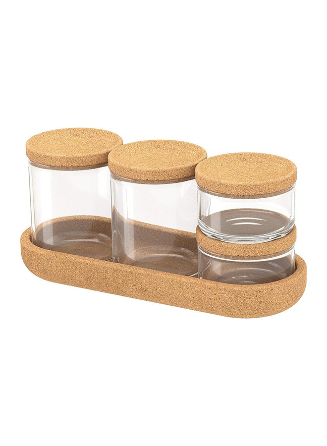 Ikea Set Of 5 Glass Jar With Cork And Tray 