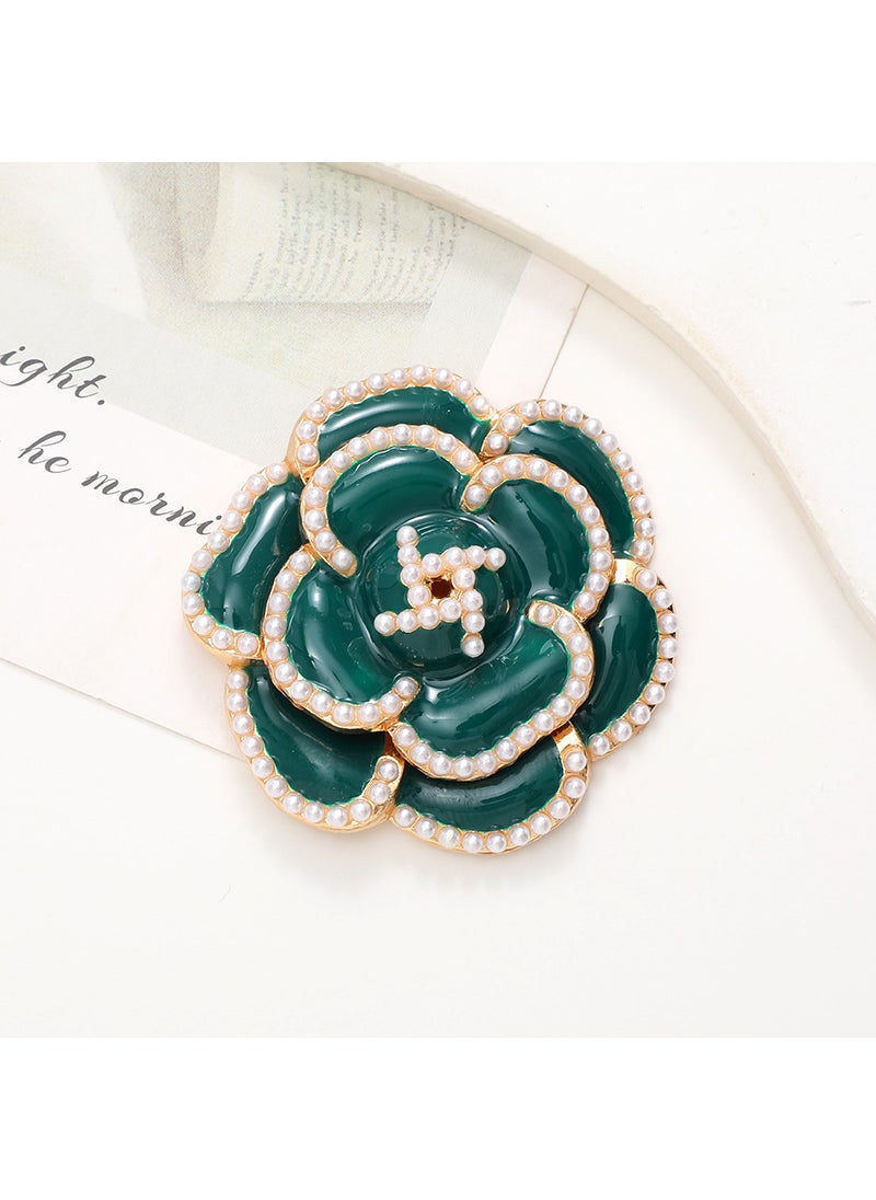 Generic - Floral Pearl Camellia Zinc Alloy Jewelry DIY Accessories D2162 drop oil camellia dark green - Image 1
