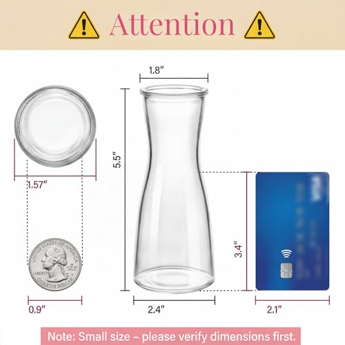 Jowgut Set of 12 Glass Bud Vases, Clear Small Flower Vases for Centerpieces, 6 Oz Decorative Vase for Wedding, Birthday, Events, Dining Room - Image 2