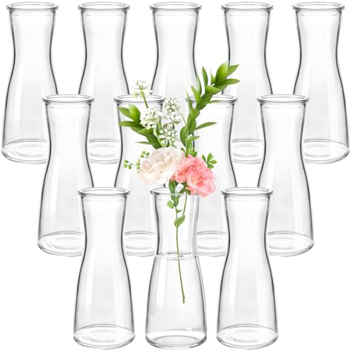 Jowgut Set of 12 Glass Bud Vases, Clear Small Flower Vases for Centerpieces, 6 Oz Decorative Vase for Wedding, Birthday, Events, Dining Room - Image 1