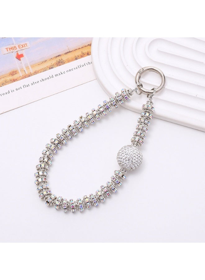 NIBEMINENT Super Cute Beaded Phone Charm – Trendy Phone Chain Wrist Strap, Shining Beads Chain Lanyard for Cell Phone