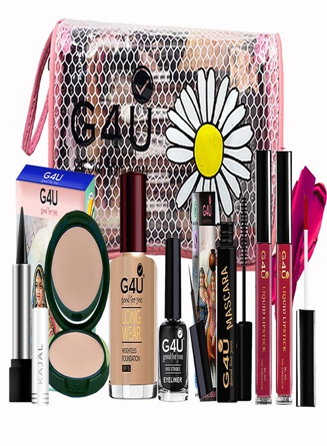 G4U All in One Makeup Kit With Pouch Gift Set for Women & Girls, Basic Cosmetics Kit for Beginner & Professionals Pack of 8 Pcs A23012069 - Image 1