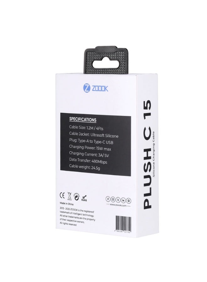 Zoook Type-A to Type-C USB 15Watts Fast charging, Made from TRUE Ultra Soft-Silicon - Image 5