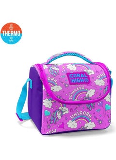 CORAL HIGH Kids Purple Light Pink Unicorn Patterned Thermo Lunch Box 11820  - Image 1