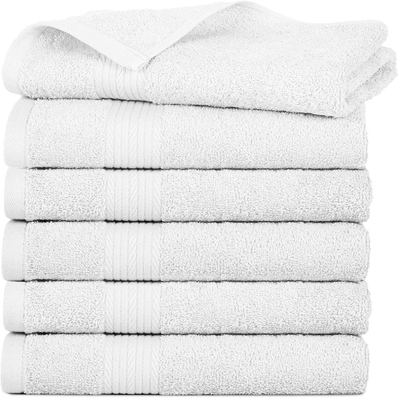 Vocal Store Ultra Soft, Super Absorbent, 100% Cotton 6 Piece Bath Towel Set, 600 GSM, 30 inch x 60 inch (White, Set of 6) TW-V01-WHT-6 - Image 1