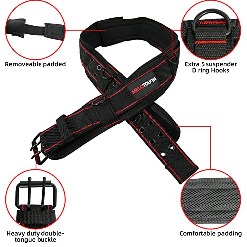 MELOTOUGH Padded Tool Belt with D ring for men construction Strong Durable Double Metal Roller Buckle,adjustable waist 44'-53'thick confortable foam padding (XXL) - Image 2