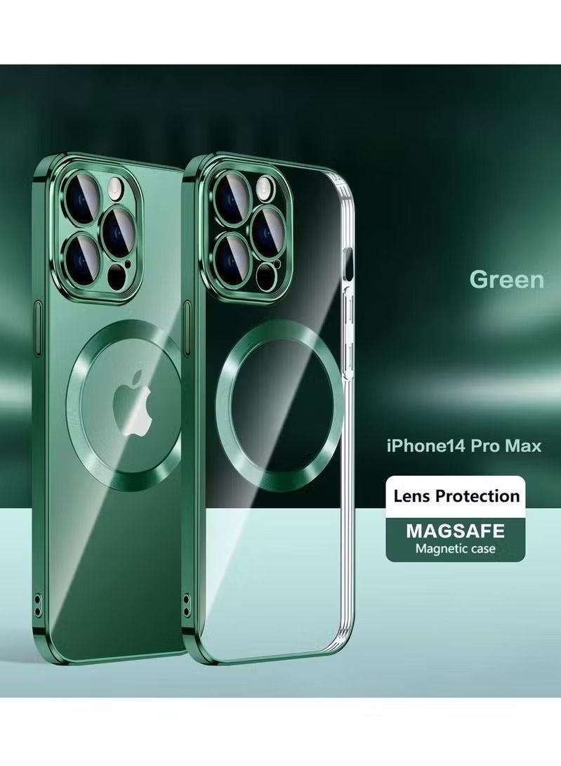 Zaboon IPhone 14 Pro Max Magsafe Case 6.7 Inch Slim Thin Magnetic Case, Yellowing-Resistant, Anti-Drop Shock Absorption, Anti-Scratch and Hard Back Crystal Case Cell Phone Cover for iPhone 14 Pro Max Green - Image 1