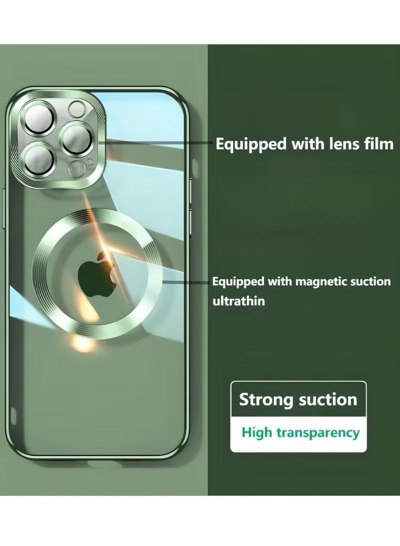 Zaboon IPhone 14 Pro Max Magsafe Case 6.7 Inch Slim Thin Magnetic Case, Yellowing-Resistant, Anti-Drop Shock Absorption, Anti-Scratch and Hard Back Crystal Case Cell Phone Cover for iPhone 14 Pro Max Green - Image 3