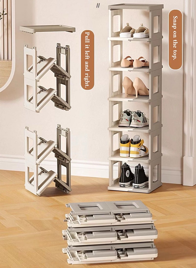 Bukela Foldable Shoe Rack, 7 Tiers Shoe Storage Plastic Shoe Tower, for Bedroom, Floor Entryway. (26x26.5x110.5cm) - Image 3