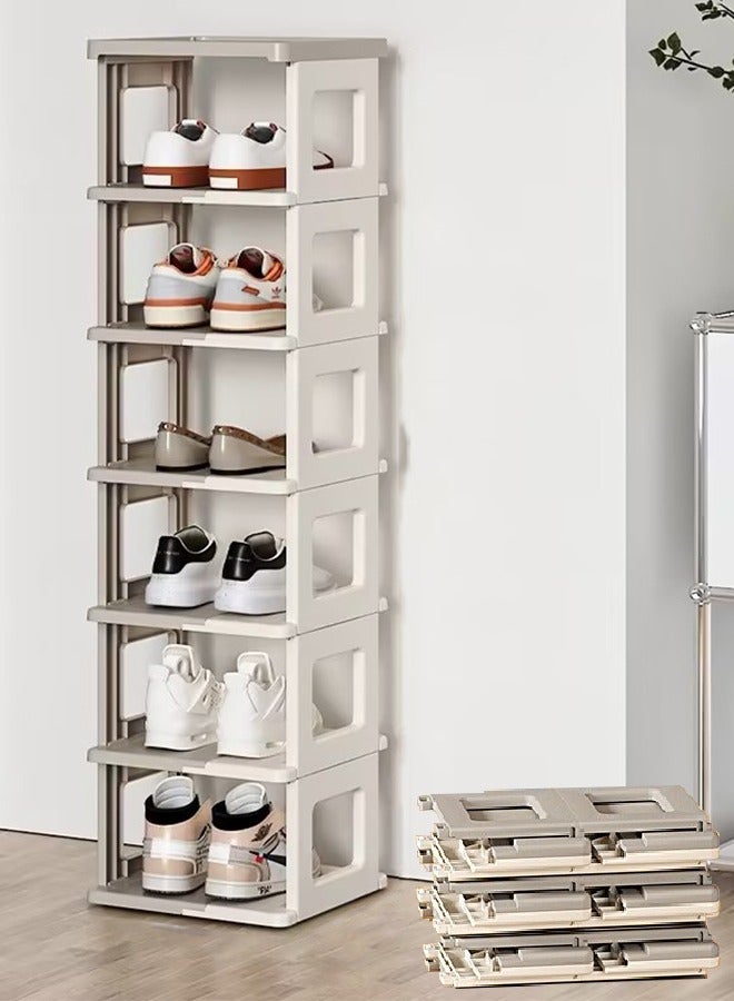 Bukela Foldable Shoe Rack, 7 Tiers Shoe Storage Plastic Shoe Tower, for Bedroom, Floor Entryway. (26x26.5x110.5cm) - Image 1