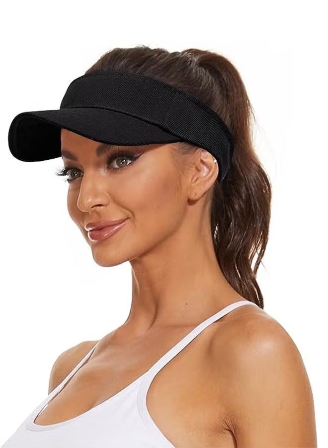 Generic Sport Sun Visor Hats, Adjustable Lightweight Outdoor Sports Empty Top Baseball Cap, UV Protection Cap for Cycling Running Tennis Golf & All Sports (Black) - Image 5