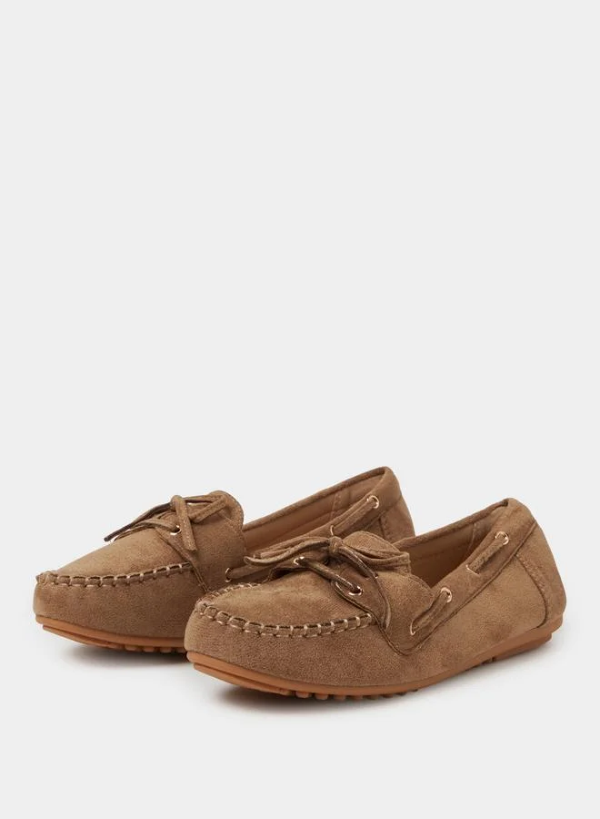 Styli Brown Suede Flat Loafers