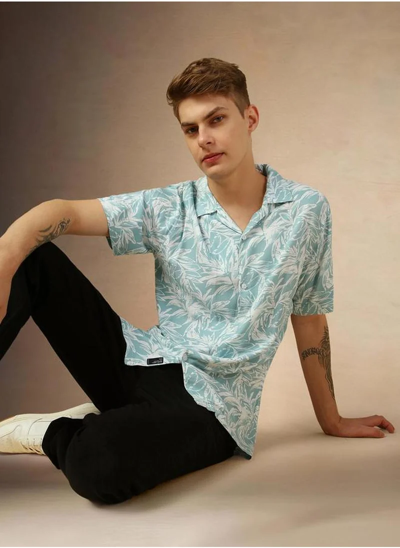 دينيس لينغو Men's Multicoloured Rayon Printed Button Down Relaxed Fit Shirt