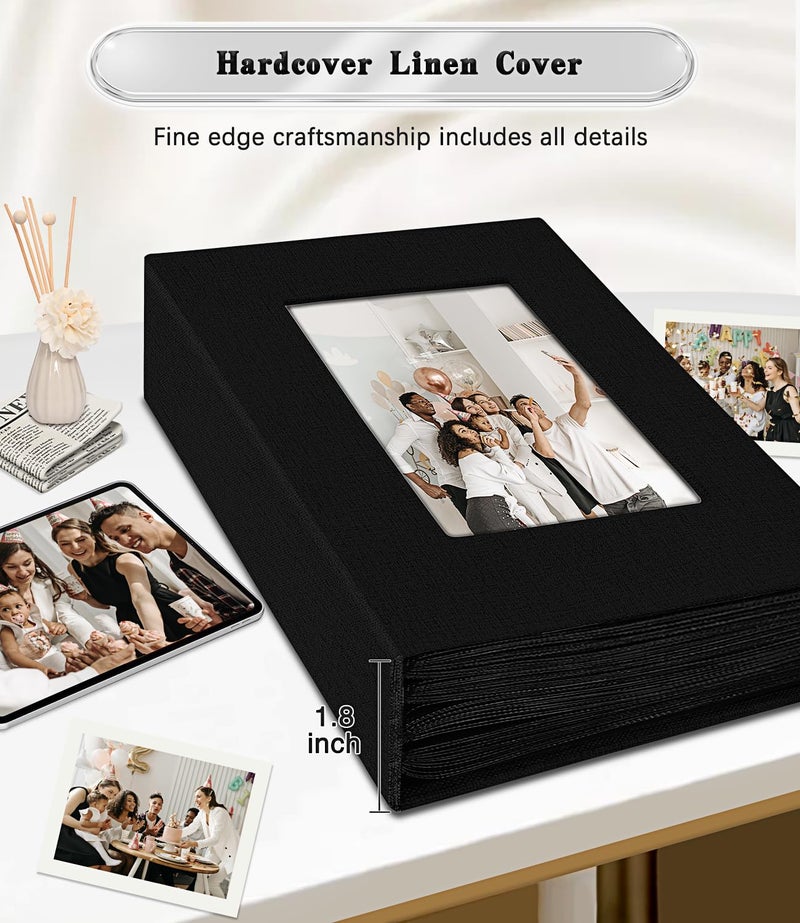 EJBLFE Ejblfe Photo Album 4x6 Linen Cover Slide-in Photo Album Book Can Holds 100 4x6 Photos with 50 Black Sheets for Family Wedding Baby and Holiday Pictures (Black)  - Image 5
