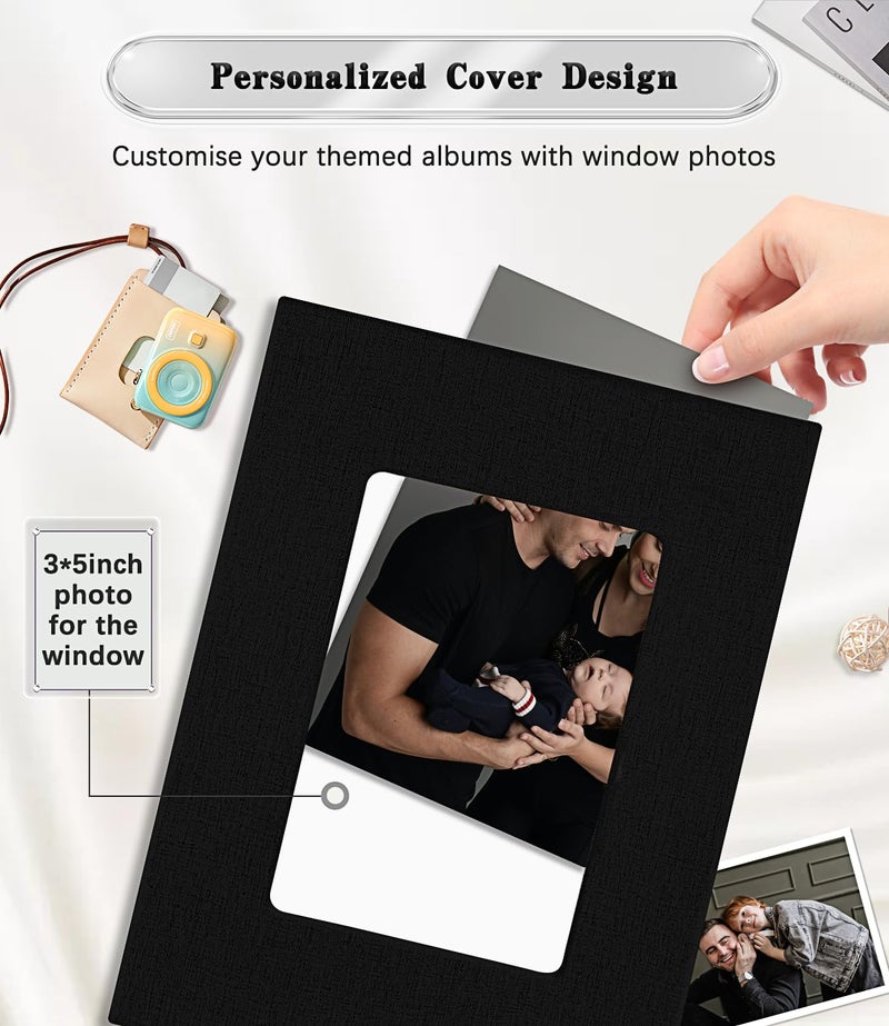 EJBLFE Ejblfe Photo Album 4x6 Linen Cover Slide-in Photo Album Book Can Holds 100 4x6 Photos with 50 Black Sheets for Family Wedding Baby and Holiday Pictures (Black)  - Image 2