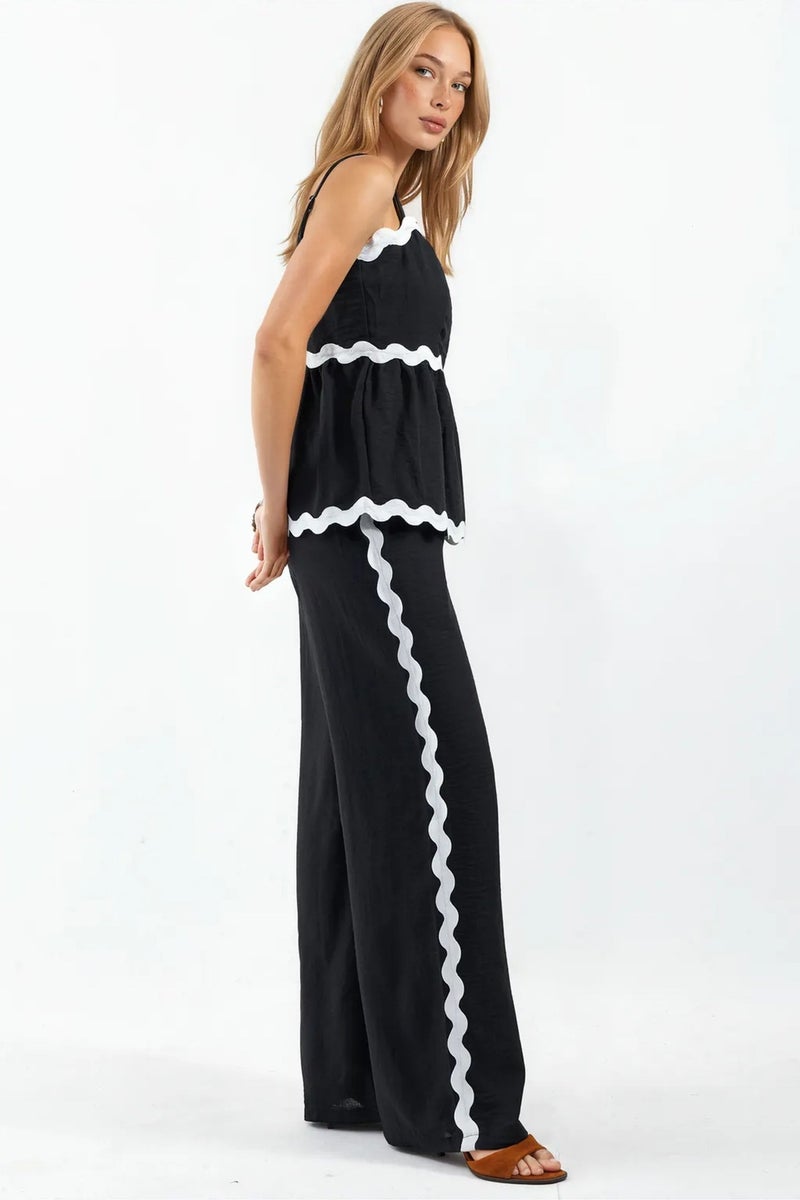 Jennyfer Strapless Linen Blouse And Wide-leg Trouser Set - Image 2