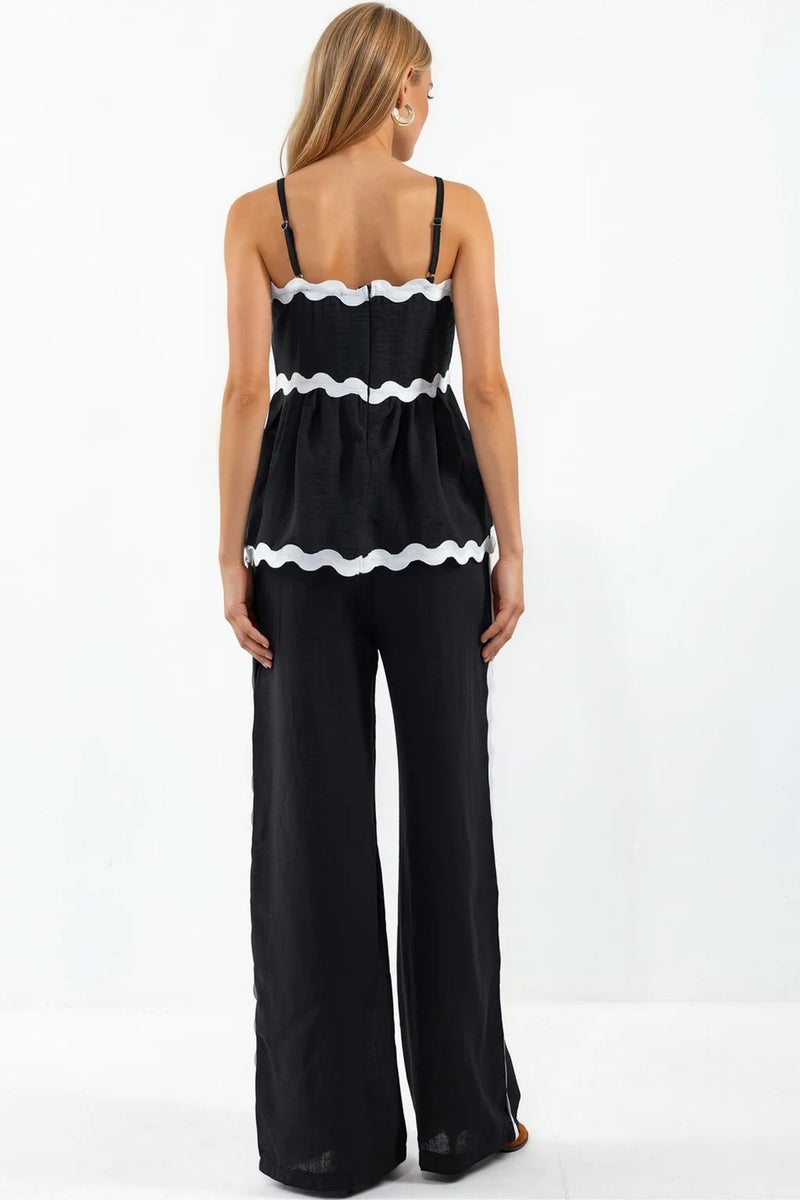 Jennyfer Strapless Linen Blouse And Wide-leg Trouser Set - Image 3