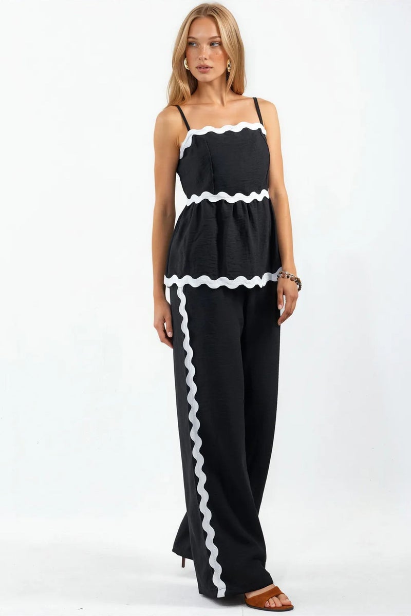 Jennyfer Strapless Linen Blouse And Wide-leg Trouser Set - Image 1