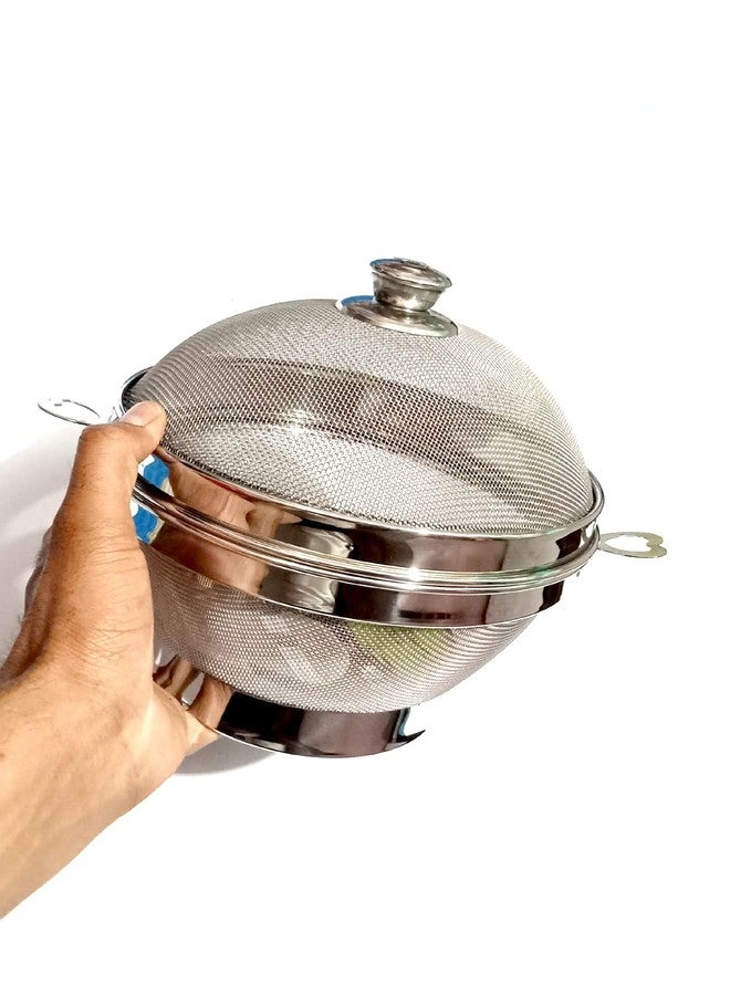 Pure Stainless Steel Round Basket with Cover Size 9 Inch (202 Grade Stainless Steel) - Image 5