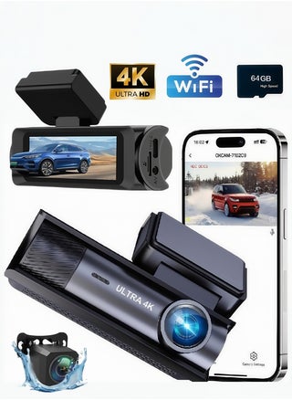 Dash Camera for Cars,4K Full UHD Car Camera Front Rear with 64GB U3 Card,Built-in Super Night Vision,3.0'' IPS Screen,170°Wide Angle,G-Sensor, 24H Parking Mode, Loop Recording - pzsku/Z2A6CE822AB40AEE95021Z/45/1749983350/acf8f55d-0199-47bc-aee2-62e80086d8ec