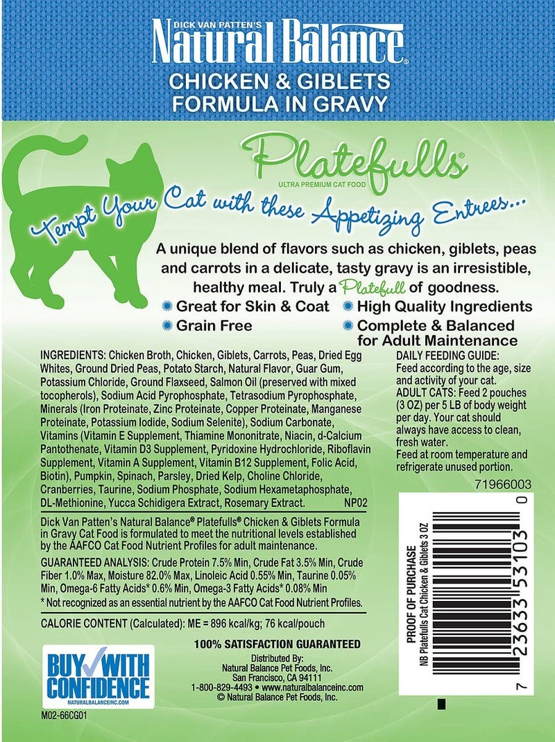 Natural Balance Grain-Free Platefulls Variety Pack Six Flavors: Turkey, Salmon & Chicken, Chicken Giblets, Cod & Sole, Salmon & Tuna, and Mackerel + Pet Paws Notepad - 3 Ounces Each (12 Pouches Total) - Image 2
