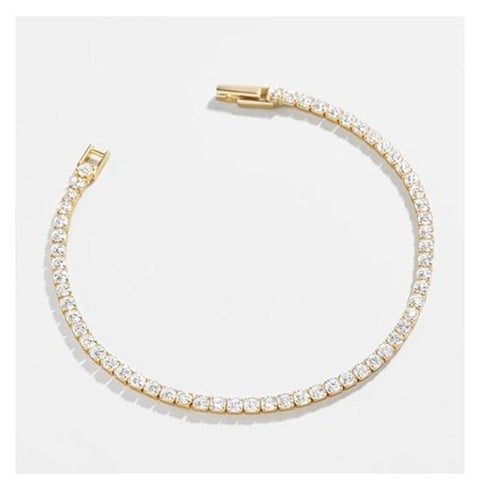 14K Gold Plated Cubic Zirconia Classic Tennis Bracelet | Yellow Gold Bracelets for Women | 3mm CZ, 7 Inches