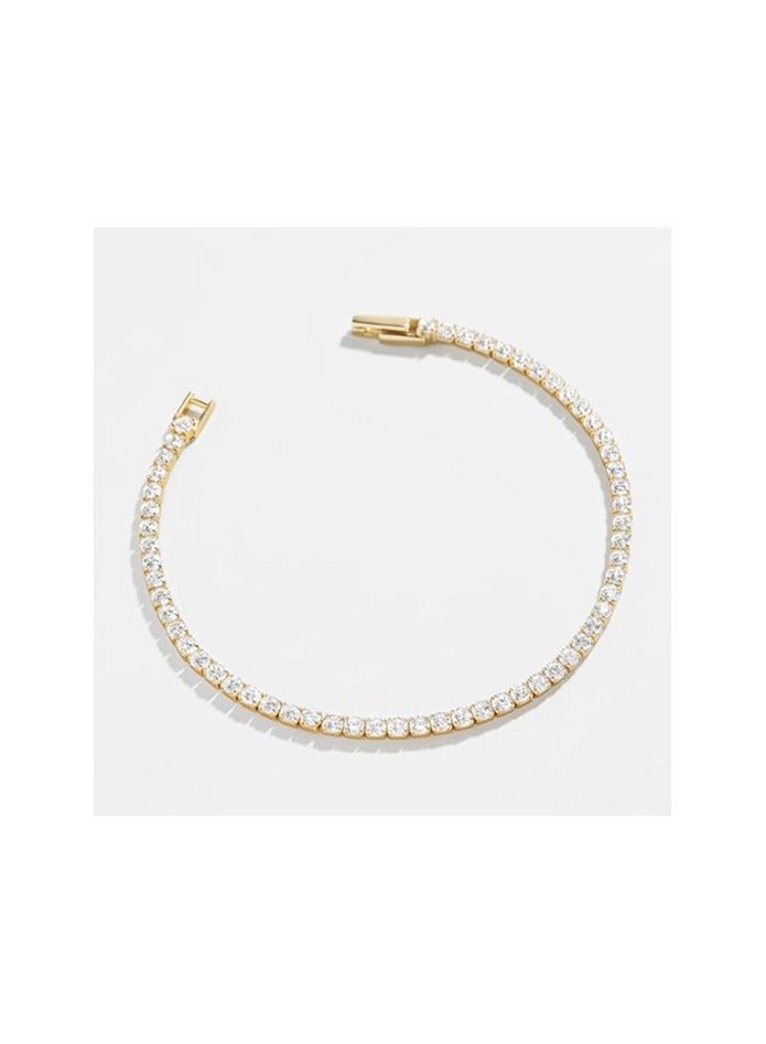 جوليا ستور سوار تنس كلاسيكي مطلي بالذهب عيار 14 قيراط ومكعب زركونيا | أساور الذهب الأصفر للنساء | 3 ملم تشيكوسلوفاكيا، 7 بوصات - Image 1