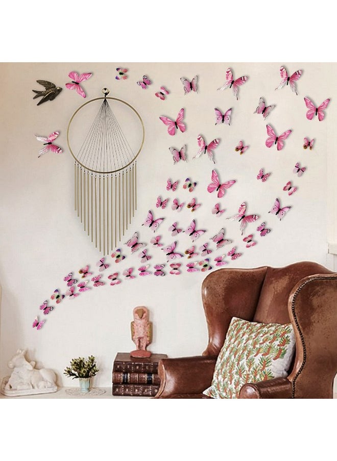Ewong Ewong 3D Butterfly Wall Stickers Arts Decor Crafts for Kids Girls, Home Decorations for Living Room Baby Bedroom Bathroom Nursery Classroom Office Decals 60PCS (60 Pink)  - Image 2