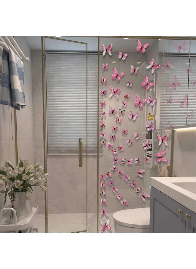 Ewong Ewong 3D Butterfly Wall Stickers Arts Decor Crafts for Kids Girls, Home Decorations for Living Room Baby Bedroom Bathroom Nursery Classroom Office Decals 60PCS (60 Pink)  - Image 5
