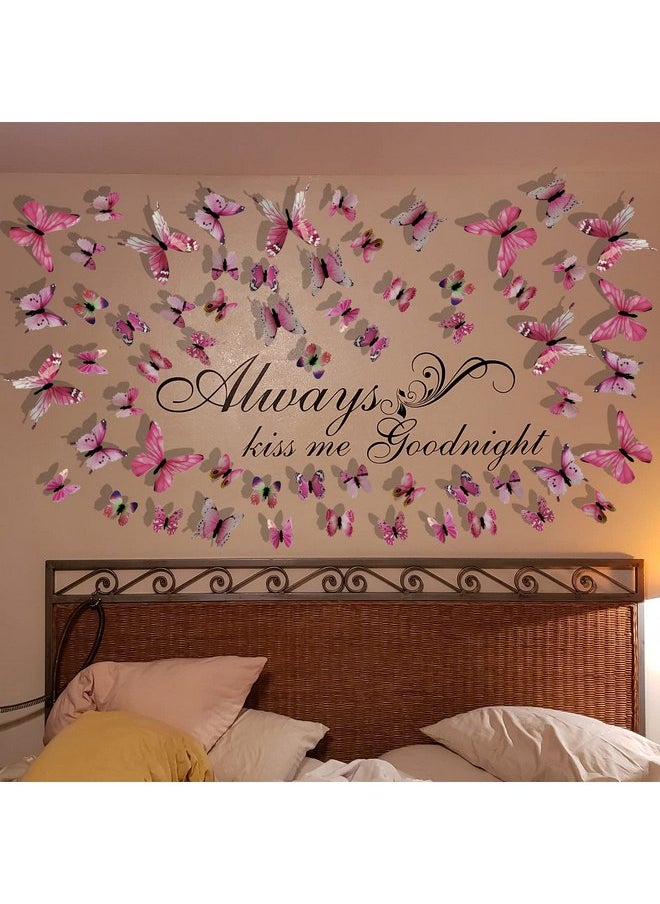 Ewong Ewong 3D Butterfly Wall Stickers Arts Decor Crafts for Kids Girls, Home Decorations for Living Room Baby Bedroom Bathroom Nursery Classroom Office Decals 60PCS (60 Pink)  - Image 3
