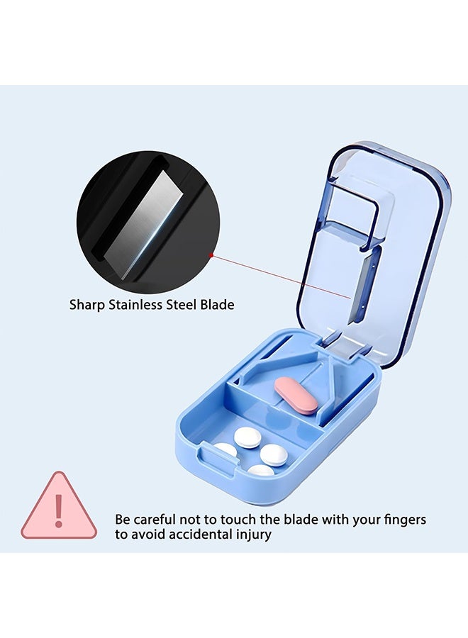 2 Pcs Pill Cutter for Small Pills, 2 in 1 Portable Tablet Cutter for Pills Storage, Pill Crusher for Tablets Cut in Half Quarter, Tablet Splitter Storage Compartment for Travel Elderly Pet - Image 4