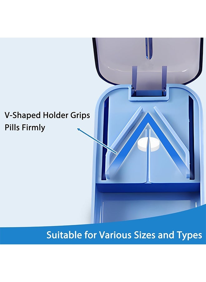 2 Pcs Pill Cutter for Small Pills, 2 in 1 Portable Tablet Cutter for Pills Storage, Pill Crusher for Tablets Cut in Half Quarter, Tablet Splitter Storage Compartment for Travel Elderly Pet - Image 3